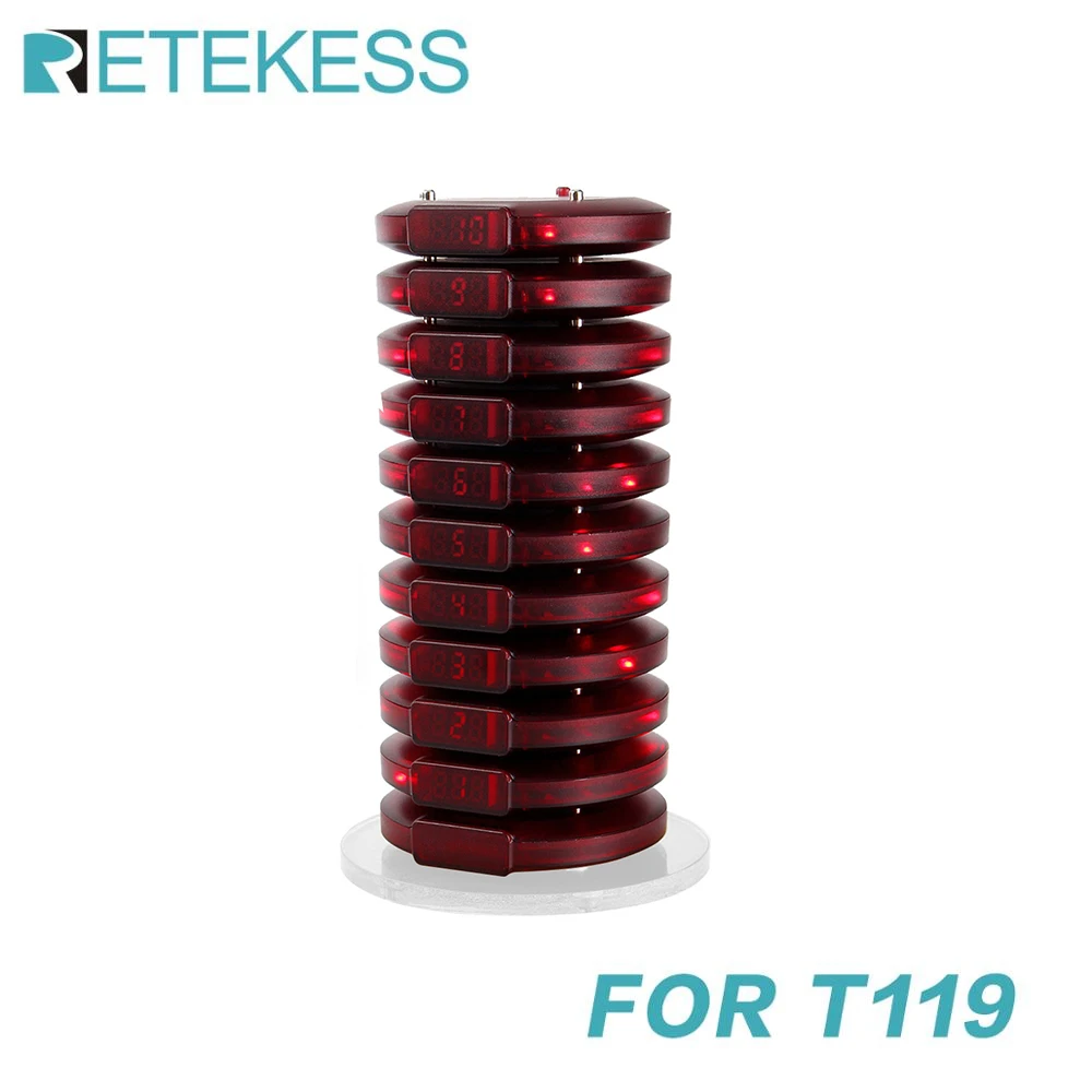 10 шт. пейджер приемники + 1 Зарядная база для Retekess T119 ресторан Беспроводная