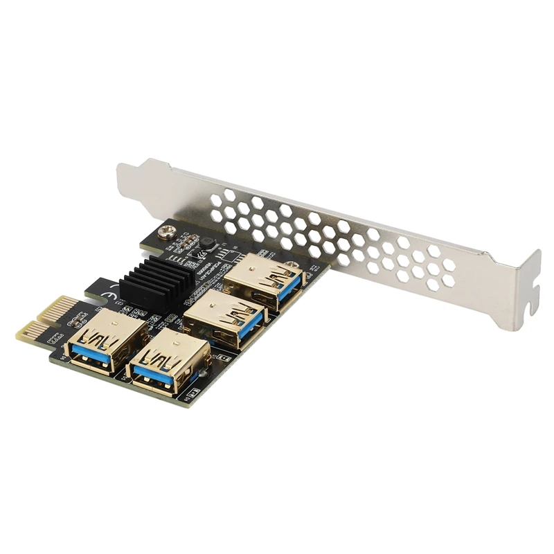 Новинка плата PCIe Райзера с 4 портами переходник PCI-E 1x к USB 3 0 Rabbet GPU Райзер-Райзер