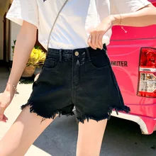 Jeans mulher shorts plus size jeans para mulher curto jean femme pantalones cortes de muje cintura alta verão preto hotpants ropa