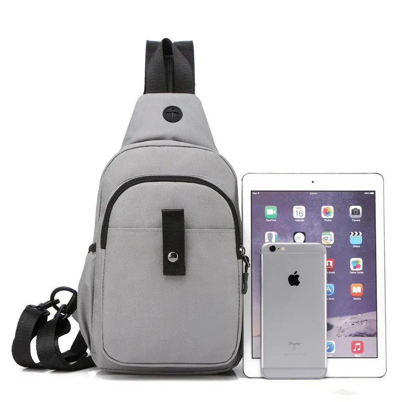 

2019 Summer New Style Simple Glorious Men Solid Color Chest Multi-functional Chest Pack Wear-Resistant Waterproof Business Bag C
