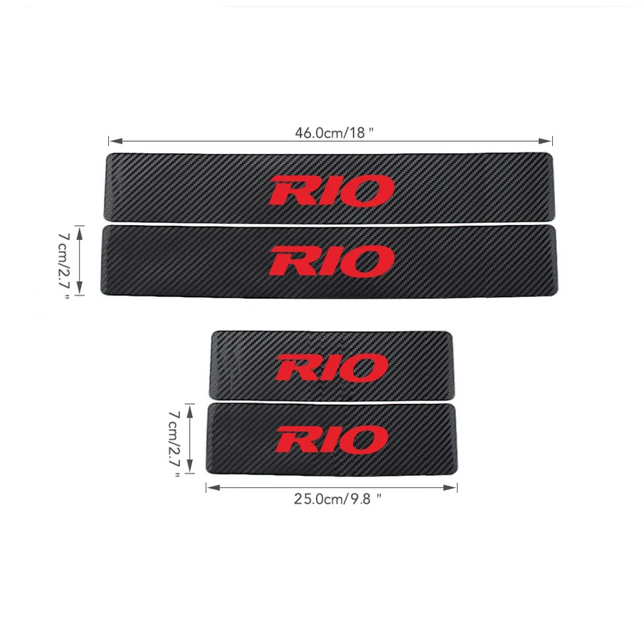 4 шт., 4D наклейки из углеродного волокна для KIA RIO 3, аксессуары для автомобильных порогов, защита дверных ступеней, внутренние автомобильные аксессуары