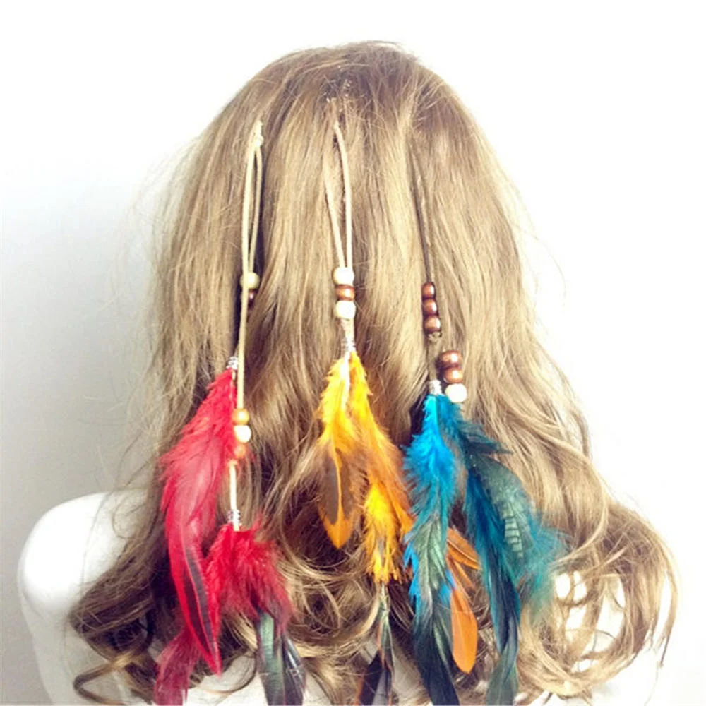 

New Women Girls Indian Festival Retro Feathers Clips Hair Headpiece Tassel Hair Comb Headdress DIY Pretty Decorative Accessories