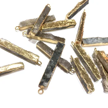 

Natural Stone crystal rectangle Pendants Crystals Cluster Necklace Pendant for Jewelry Making DIY Necklace Accessories 6x35mm