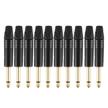 

Gold Plating 10Pcs Plug Mono Professional 2 Pole 6.35 Mm 6.5Mm Stereo Jack Plug Neutrik 6.35Mm Jack Black