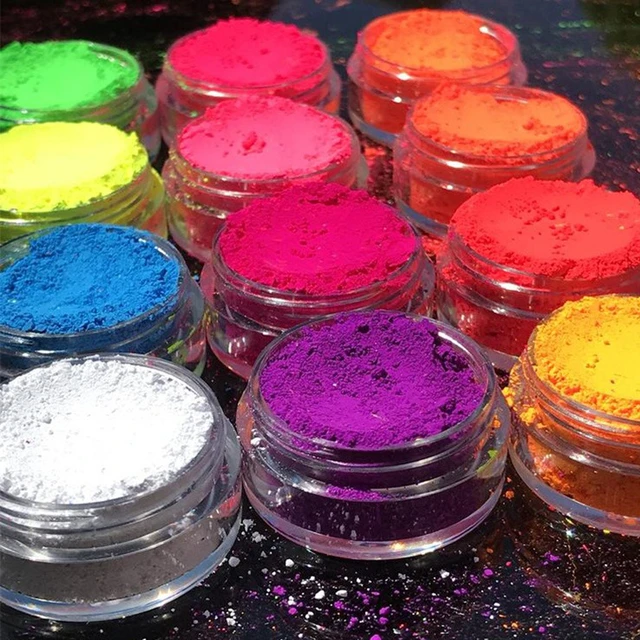1Set Neon Nail Powder Eyeshadow Dust Fluorenscence Effect Nails Glitter  Pigment Chrome Dust DIY Nail Glitter Decoration Manicure