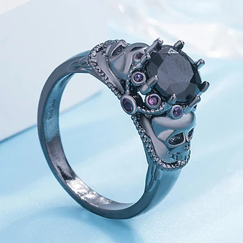 

Western Punk Vintage Rings Jewelry Brass Zircon Skull Men Women Rings For Hot Creative Jewelry 2020