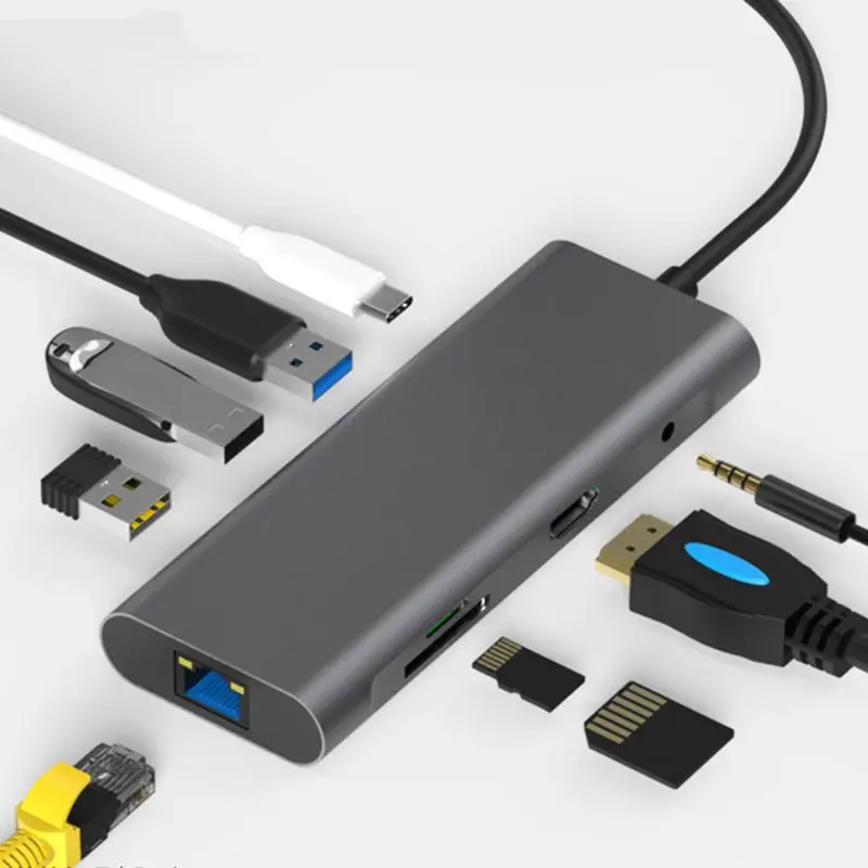 9 в 1 USB C концентратор ключ с Ethernet для MacBook Air Pro и других типов C ноутбука X6HA