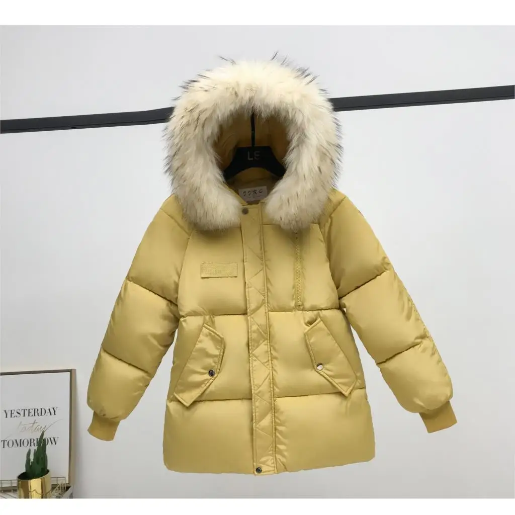 Пальто Повседневное зимние женские куртки теплая большая парка с меховым капюшоном для детей пальто для мальчиков зимнее синтепон куртка женская верхняя одежда пальто