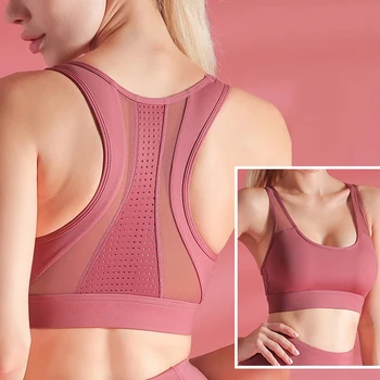 

Black Sportsbra Women Sport Yoga Top Ropa Deportiva Mujer Fitness Mesh Dri Fit Paded Sports Bra Compression Activewear
