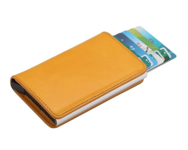 Yellow RFID Противоугонный автоматический кошелек, кредитный держатель для карт из искусственной кожи, модный кошелек для карт, Чехол для карт, мужской и женский кошелек - Цвет: Yellow