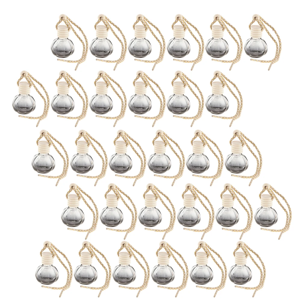 30Pcs Empty Glass Bottle Fragrance Car-styling Car Hanging Perfume Pendant Auto Decoration For Essential Oils Diffuser 10ml
