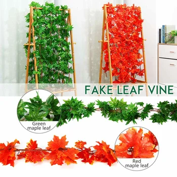 

5Pcs/pack 240cm Home Decor Artificial Flowers Green/Red Maple Leaf Hanging Artificial Leaf Home Wedding Garden Decoration
