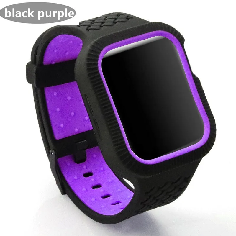 black purple Ткань чехол+ ремешок для apple watch band в едином положении во время занятий легкой атлетикой, apple watch 5 4 полосным 44 мм/40 мм наручных часов iwatch, ремешок 4 5 correa браслет ремешок Пояс - Цвет ремешка: black purple