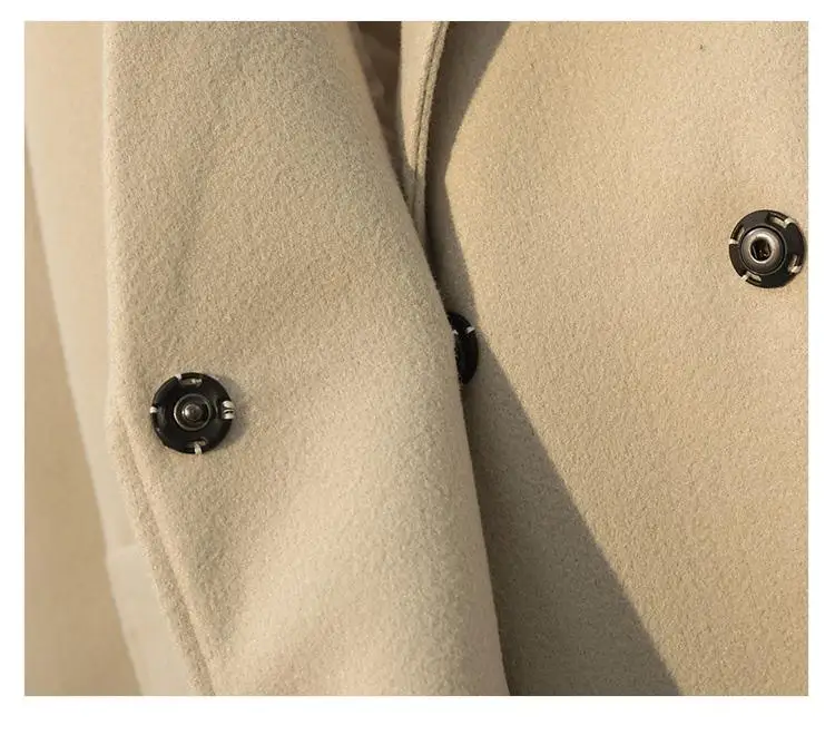 3XL, зимнее женское Шерстяное Пальто большого размера, повседневное двубортное тонкое длинное пальто, женское плотное пальто, 2XL, плюс размер, шерстяная верхняя одежда