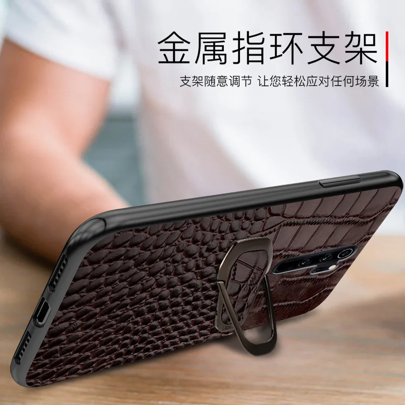 Discount Cheap 7ZpCT For Xiaomi Redmi Note 8 Case Luxury Genuine Leather Armor Car Magnetic Ring Holder Back Cover For Xiaomi Redmi Note 8 Pro Case