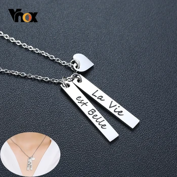 

Vnox Trendy Double Bars Necklaces for Women Female with Inspirational Quote Stainless Steel Choker Gifts Jewelry