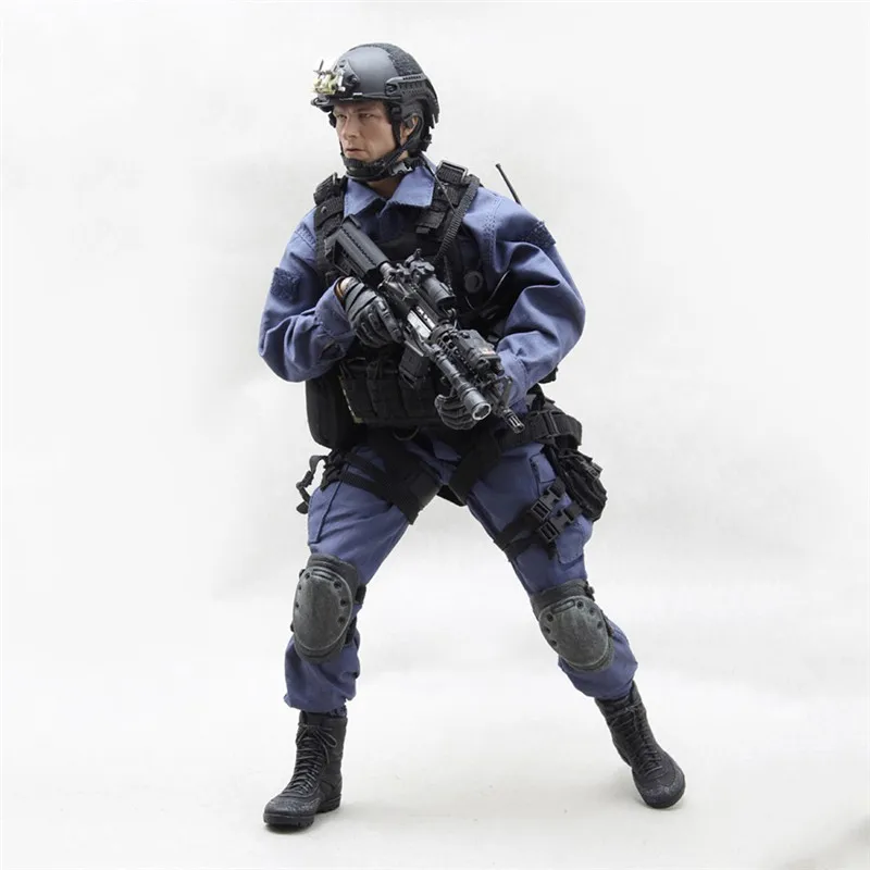 

1/6 VH1026 SWAT 2.0 Solider Model Suit Clothes W/ Blue Coat Pants Helmet Shoes Kneepad For 12in Male Solider Body Model