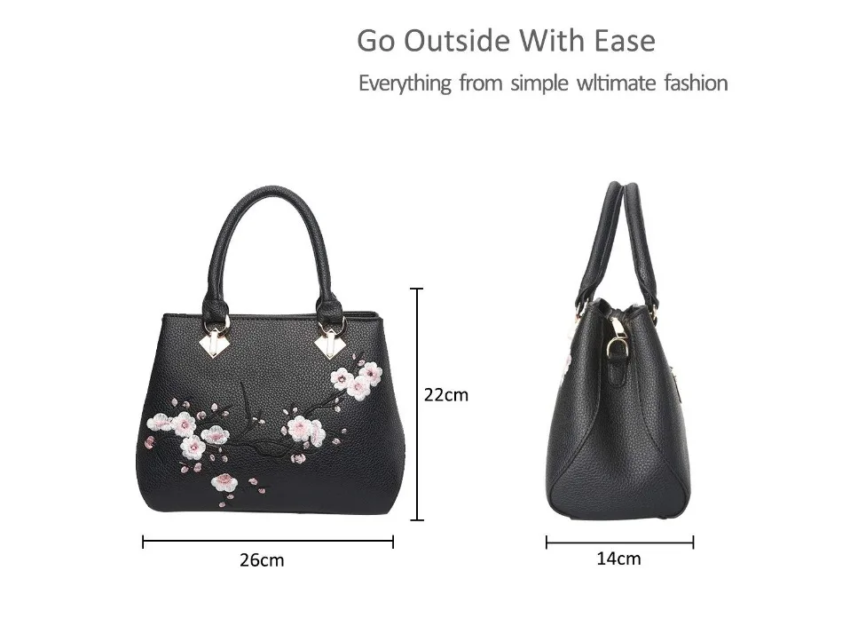IKAIF NEW Flowers Embroidery Women Messenger Bag Cherry Blossoms Fashion Simple Popular Handbags Lady Female Brand Designer