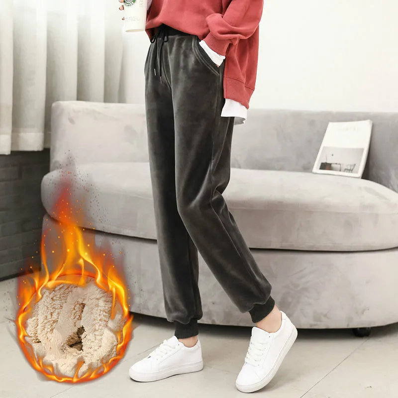 

Women's Pants 2020 Winter Casual Gym Sweatpants Warm Fleece Trousers Female Workout Lamb Wool Thick Sports Pants for Women