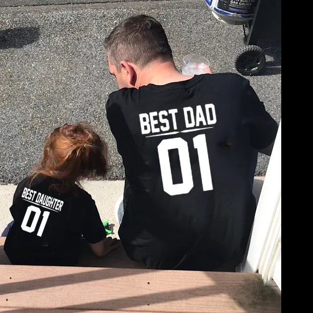 1pcs 1pcs Father and Baby Matching Shirts Best Dad Best Daughter 01 Letter Printed Daddy and Daughter Match Family Look Outfits 2