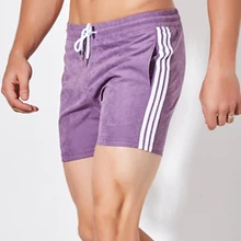 Summer Men's Casual Home Shorts Fashion Korean Stripe Shorts Man Joggers Boxer Purple Sweatshorts Loose Comfortable Sleep Pants