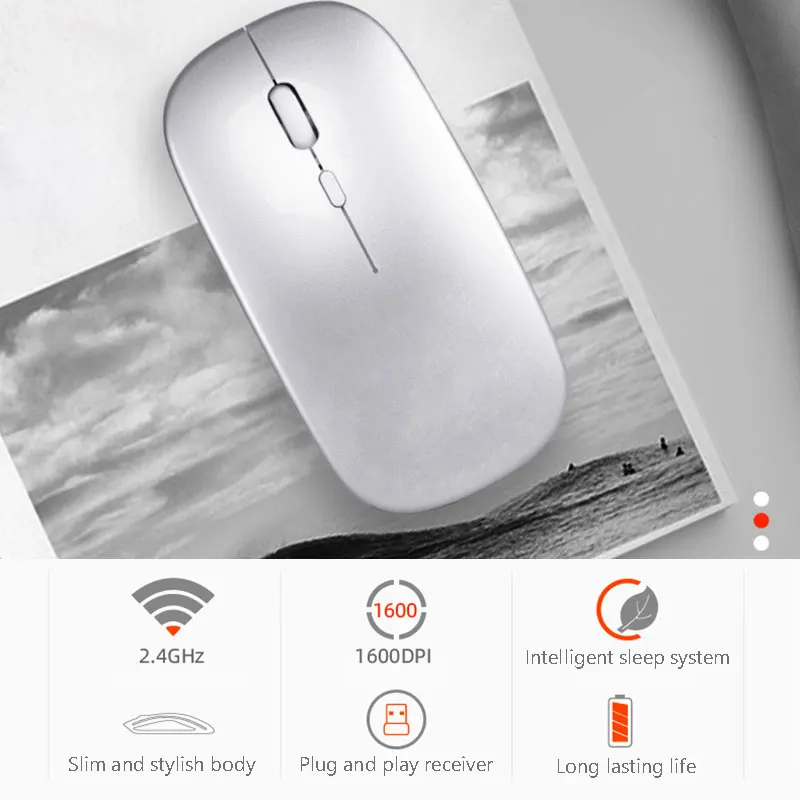 Беспроводная мышь для микроданных 2,4G, Bluetooth 5,0, USB, бесшумная мышь для компьютера, ноутбука, зарядная мышь для samsung, Xiaomi, huawei
