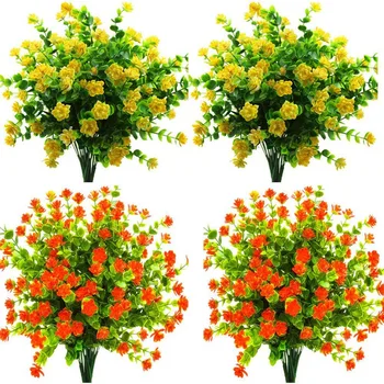 

16PCS Artificial Flowers Outdoor Plants Faux Plastic Cornflower Greenery Shrubs Plants Hanging Planter Garden Decor