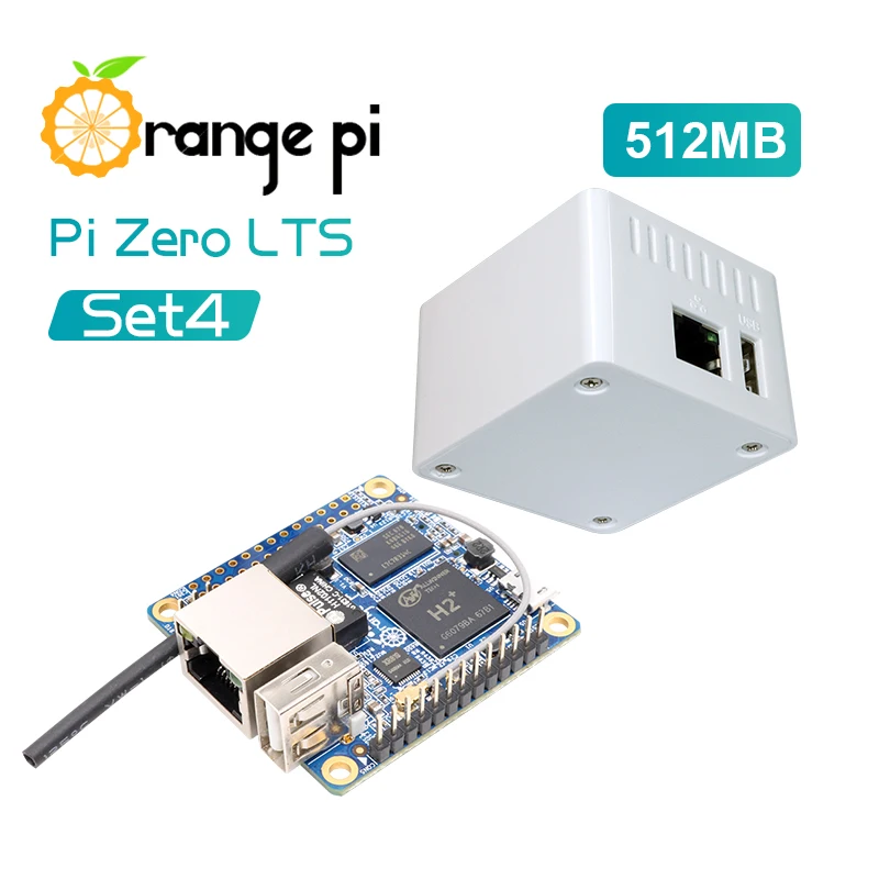 Оранжевый Pi Zero LTS 512 МБ + защитный белый чехол H2 четырехъядерный мини набор с