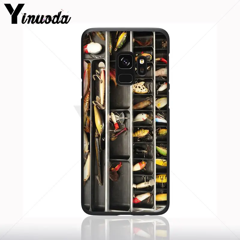 Ikan Melompat Keluar dari Air Kayu Kotak Peralatan Memancing Memancing Lembut Ponsel Case untuk Galaxy S10 S9 S8plus S10e a50 A70 A10 Ponsel