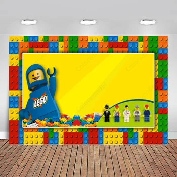 

Customize Lego Blocks Party Backdrops for Photography Lego Baby Shower Birthday Dessert Table Supplies Banner Photo Backgrounds