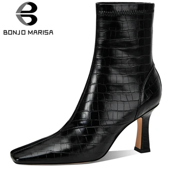 

New Chic high-quality Square Toe High Heels Elegant Office Ladies Ankle Booties Party Women Shoes Boots