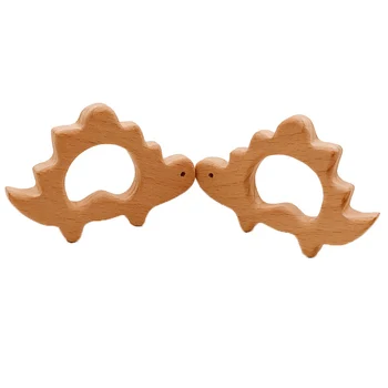 

DIY Cartoon Mini Dinosaur Natural Beech Woode teether Pacifier Chain 3C Safety Certification Woode Baby Teether Toy for Newborn