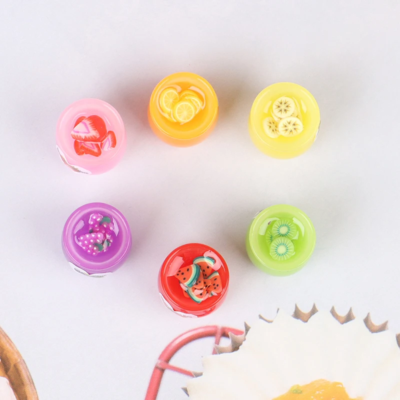 6pcs/set Resin Dollhouse Miniature food Fruit jam Bottle Play Mini Food For Kitchen Toys 12*15mm | Игрушки и хобби