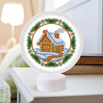 

DIY LED Diamond Painting Neon Llights Special Shaped House Gloves Embroidery Desk Lamp Christmas Decorations for Home