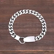 Мужской браслет женский из чистого серебра 925 трендовый мужской простой индивидуальный ювелирный тайский серебряный браслет для мужчин стиль