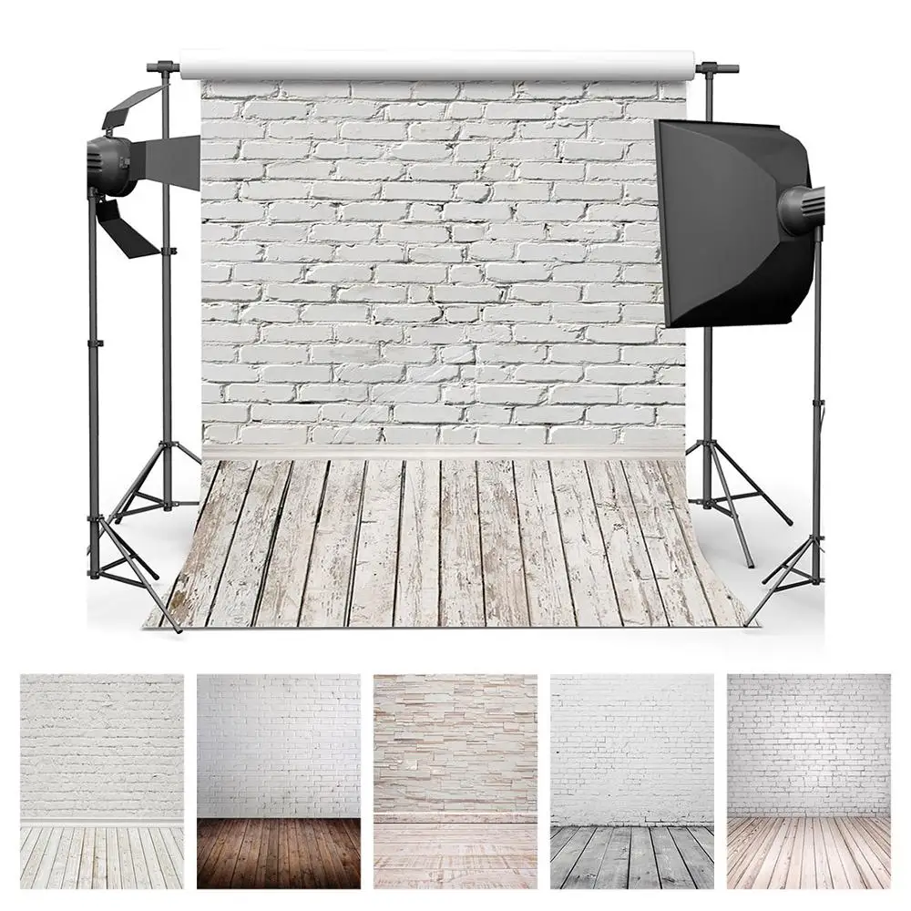 Photography Backdrops Brick Pet-Toy Wall Wooden Photo-Studio Baby Shower White Newborn