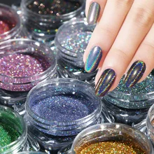 12 видов цветов/набор голографический блестящий для ногтей погружающийся порошок лазерное зеркало блестки хромированные пигменты Гель-лак для ногтей Декор пылезащитный LA1028-2