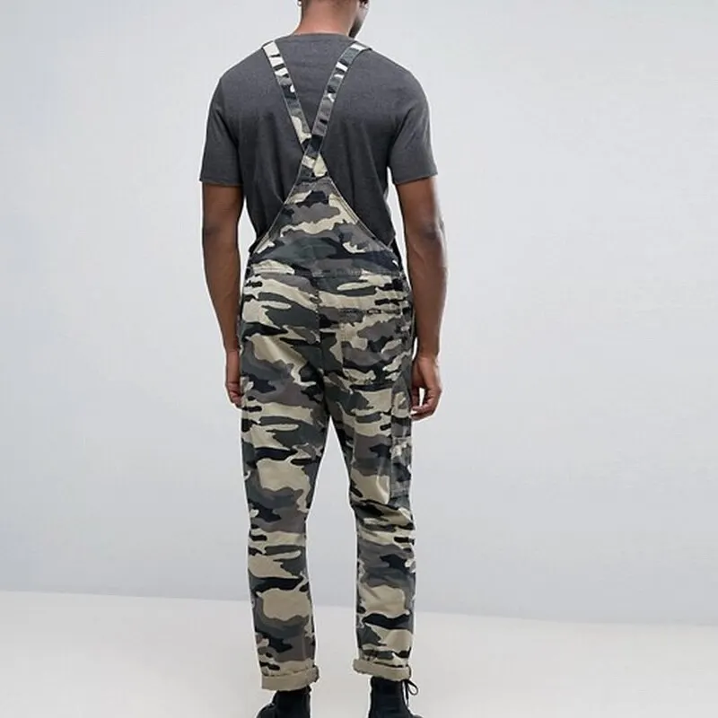 HEFLASHOR мужской модный джинсовый комбинезон, повседневный джинсовый комбинезон с камуфляжным принтом, комбинезоны, Военный Спортивный костюм, камуфляжные штаны на подтяжках