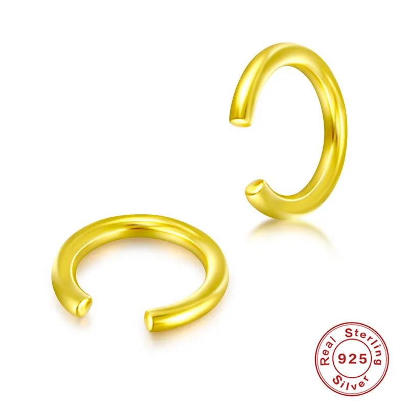 

ZEMO 2 Color Silver 925 Sterling Cuff & Clip Earrings for Girls Gold Color Fake Earring With No Holes Simple No Piercing Jewelry