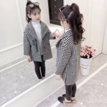 

2020 New Clothing Girls Spring and Autumn Models Woolen Coat Long Woolen Coat Children's Autumn and Winter Clothing Children