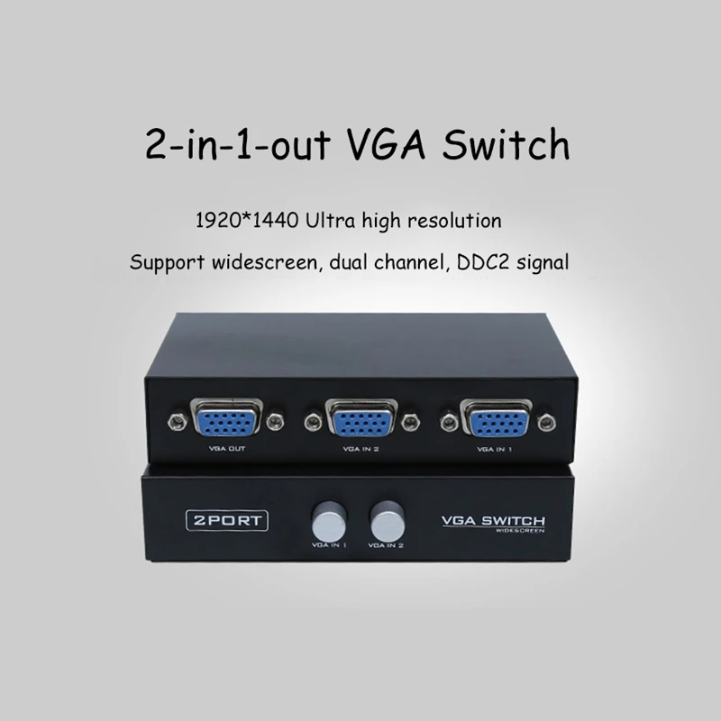 AAAE Top-1920x1440 переключатель Vga 2 в 1 из 2 Порты и разъёмы обмен коммутатор PLC сплиттер для компьютерной клавиатуры Мышь монитор адаптер