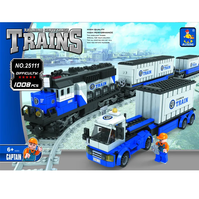 

AUSINI Educational Assembled Building Blocks Train Toy 25111 Children'S Educational DIY Plastic Building Blocks 1008 PCs