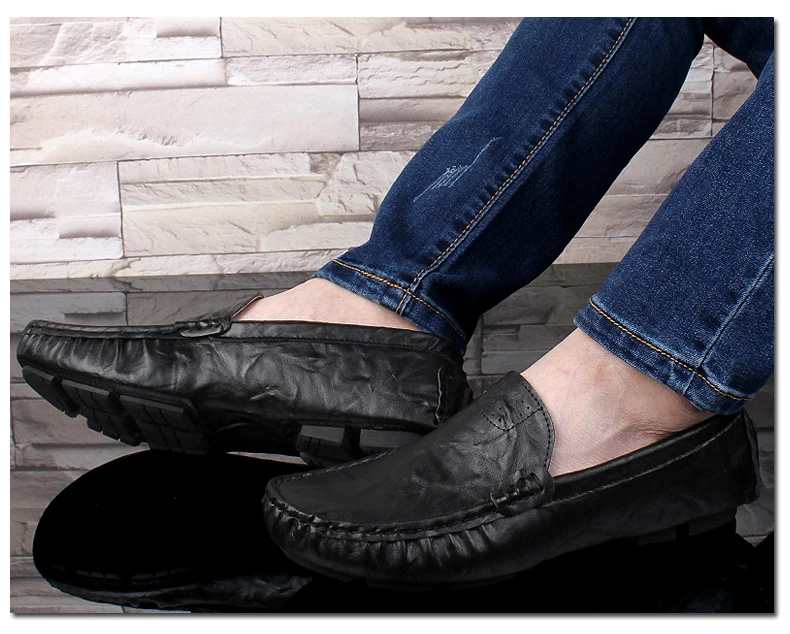 EMOSEWA/Высококачественная Мужская обувь из натуральной кожи; Мягкие Мокасины; лоферы; модная брендовая мужская обувь на плоской подошве; удобная обувь для вождения; большие размеры 36-50