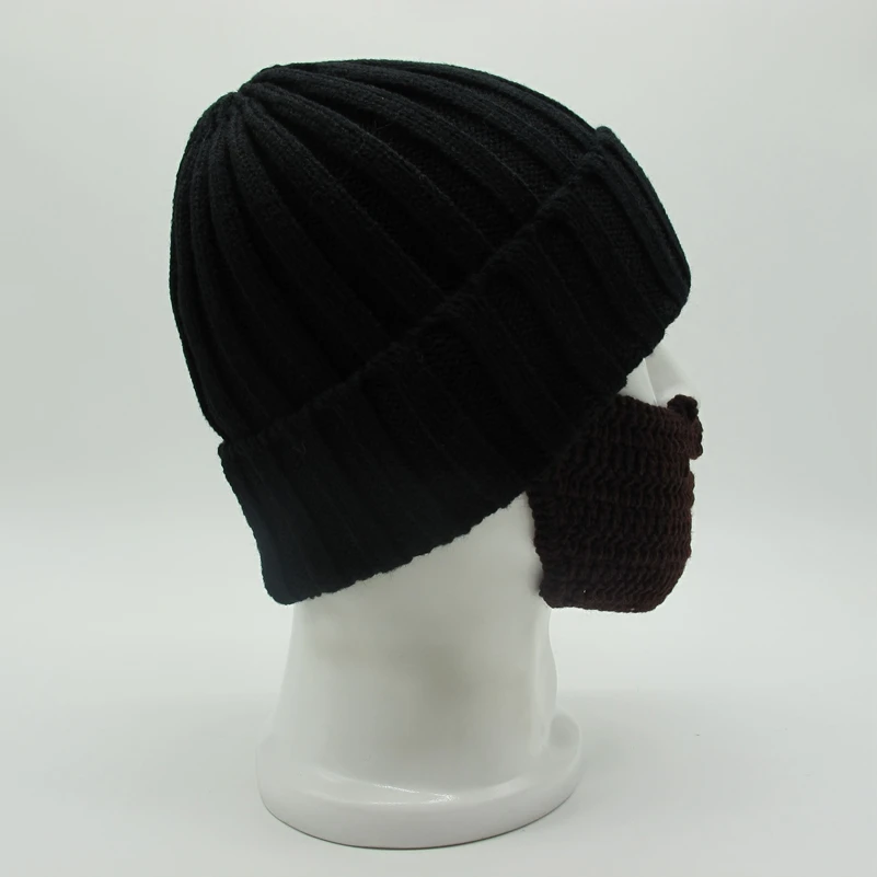 New Winter Knitted Hat For Women Men Outdoor Original Warm Beard Hats Face Mouth Mask Detached Beanie Adults Cap