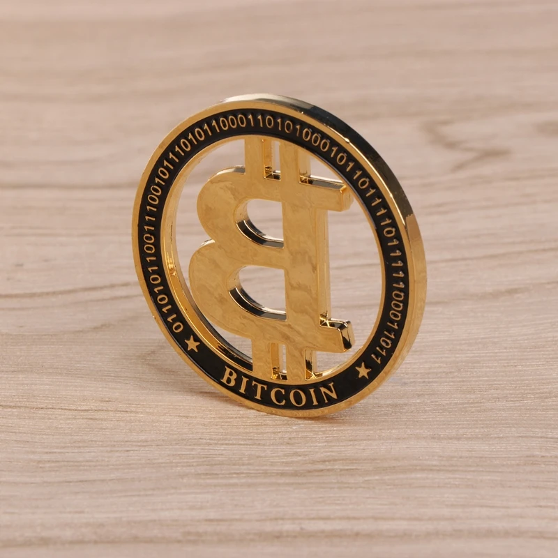 Памятная монета позолоченная пустотелая Биткоин BTC для сувенирной коллекции искусства