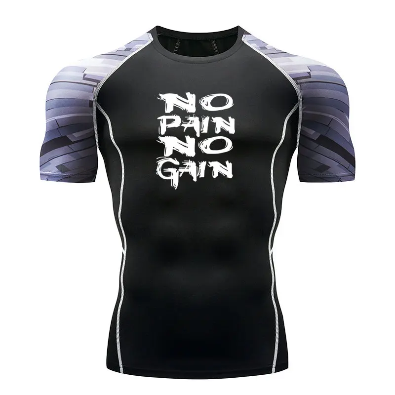 

NO PING NO GING Brand Men Compression Basketball Running Tops Short Sleeve Sports Tight T Shirts Gym Fitness Base Layer Jerseys