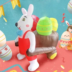 Lapin blanc géant de pâques, 2M, avec lumières LED, jouets gonflables pour l'extérieur, décoration de fête à domicile en famille, ornement de bureau 