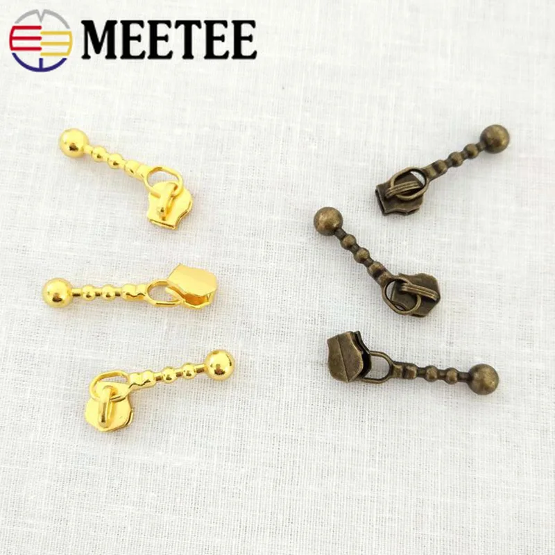 Meetee 50 шт. 35 мм 3 # сплав молния слайдеры Золотая Бронза для металла на молнии