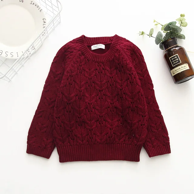 Wine red Новые брендовые свитера для мальчиков и девочек 1-7 лет; одежда для маленьких девочек; сезон зима-весна; модная брендовая одежда для детей - Цвет: Wine red