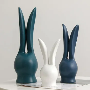 

3pcs Simple Abstract Ceramic Rabbit Crafts Ornaments Living Room TV Cabinet Animal Furnishings Home Decoration Accessories Gifts